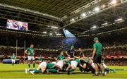 8 August 2015; The Ireland forwards practice scrummaging ahead of the game. Rugby World Cup Warm-Up Match, Wales v Ireland. Millennium Stadium, Cardiff, Wales. Picture credit: Ramsey Cardy / SPORTSFILE