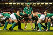 8 August 2015; Ireland's Mike Ross, left, and Dave Kilcoyne practice scrummaging ahead of the game, watched by scrum coach Greg Feek. Rugby World Cup Warm-Up Match, Wales v Ireland. Millennium Stadium, Cardiff, Wales. Picture credit: Ramsey Cardy / SPORTSFILE