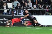 9 January 2009; Lifeimi Mafi, Munster, touches down to score his side's first try. Magners League, Ospreys v Munster, Liberty Stadium, Swansea, Wales. Picture credit: Steve Pope / SPORTSFILE