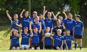 12 August 2015; Leinster Rugby players Gavin Thornbury and Colm O'Shea with some of the kids at the Bank of Ireland Summer Camp in New Ross RFC, The Grounds, Southknock, New Ross, Co. Wexford. Picture credit: Matt Browne / SPORTSFILE