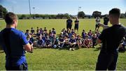 12 August 2015; Leinster Rugby players Luke McGrath, left, and Noel Reid answer questions at the Bank of Ireland Summer Camp in De La Salle Palmerston F.C, Glenamuck North, Co. Dublin. Picture credit: Sam Barnes / SPORTSFILE