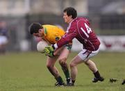 10 January 2009; John McKeon, Leitrim, in action against Michael Meehan, Galway. FBD League Round 2, Galway v Leitrim, Duggan Park, Ballinasloe, Co. Galway. Photo by Sportsfile