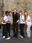 12 January 2009; Ronan Keating with students from St. Dominic's College, Cabra, from left, Khadija Muazzam, Estelle Murchan, Claire Dowling and Sinead Croninat the launch of the 2009 Great Ireland Run. Visitor Centre, Phoenix Park, Dublin. Photo by Sportsfile
