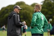 13 August 2015; Ireland head coach Joe Schmidt in conversation with Ian Madigan during squad training. Ireland Rugby Squad Training, Carton House, Maynooth, Co. Kildare. Picture credit: Stephen McCarthy / SPORTSFILE