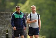 13 August 2015; Ireland's Luke Fitzgerald, right, and Fergus McFadden arrive for squad training. Ireland Rugby Squad Training, Carton House, Maynooth, Co. Kildare. Picture credit: Stephen McCarthy / SPORTSFILE