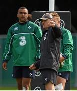 13 August 2015; Ireland head coach Joe Schmidt with Simon Zebo, left, and Ian Madigan during squad training. Ireland Rugby Squad Training, Carton House, Maynooth, Co. Kildare. Picture credit: Stephen McCarthy / SPORTSFILE