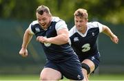 13 August 2015; Ireland's Cian Healy and Jamie Heaslip, right, during squad training. Ireland Rugby Squad Training, Carton House, Maynooth, Co. Kildare. Picture credit: Stephen McCarthy / SPORTSFILE