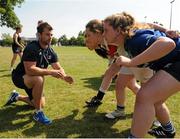 13 August 2015; Leinster women Sophie Spence, Fiona Coghlan, Nora Stapleton, Sharon Lynch, Elise O'Byrne Whyte and Elsa Hughes visited the girls camp at the Bank of Ireland School of Excellence in the King's Hospital, Palmerstown, Dublin. Picture credit: Seb Daly / SPORTSFILE