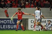 16 January 2009; Jerry Flannery, Munster, celebrates after scoring the second try of the game against Sale Sharks. Heineken Cup, Pool 1, Round 5, Munster v Sale Sharks, Thomond Park, Limerick. Picture credit: Matt Browne / SPORTSFILE