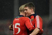 16 January 2009; Munster's Paul Warwick and Ronan O'Gara celebrate after the final whistle. Heineken Cup, Pool 1, Round 5, Munster v Sale Sharks, Thomond Park, Limerick. Picture credit: Matt Browne / SPORTSFILE