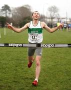 17 January 2009; Feidhlim Kelly, Irish Runner, crosses the line to win the Mens race. BHAA Eircom Cross Country Race, Cherryfield Park, Templeogue, Dublin. Picture credit: Tomas Greally / SPORTSFILE