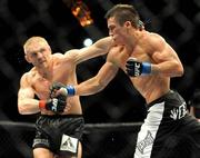 17 January 2009; Dennis Siver in action against Nate Mohr during their lightweight bout. UFC 93, Ultimate Fighting Championship, The O2, Dublin. Picture credit: Diarmuid Greene / SPORTSFILE