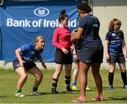 13 August 2015; Leinster women Sophie Spence, Fiona Coghlan, Nora Stapleton, Sharon Lynch, Elise O'Byrne Whyte and Elsa Hughes visited the girls camp at the Bank of Ireland School of Excellence in the King's Hospital, Palmerstown, Dublin. Picture credit: Seb Daly / SPORTSFILE