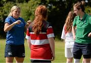 13 August 2015; Leinster women Sophie Spence, Fiona Coghlan, Nora Stapleton, Sharon Lynch, Elise O'Byrne Whyte and Elsa Hughes visited the girls camp at the Bank of Ireland School of Excellence in the King's Hospital, Palmerstown, Dublin. Picture credit: Seb Daly / SPORTSFILE