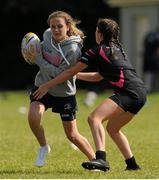 13 August 2015; Leinster women Sophie Spence, Fiona Coghlan, Nora Stapleton, Sharon Lynch, Elise O'Byrne Whyte and Elsa Hughes visited the girls camp at the Bank of Ireland School of Excellence in the King's Hospital, Palmerstown, Dublin. Picture credit: Seb Daly / SPORTSFILE