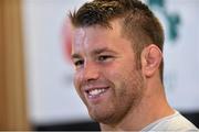 14 August 2015; Ireland's Sean O'Brien during a press conference. Ireland Rugby Press Conference, Aviva Stadium, Lansdowne Road, Dublin. Picture credit: Ramsey Cardy / SPORTSFILE