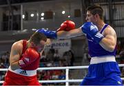 14 August 2015; Joe Ward, right, Ireland, trades punches with Hrvoje Sep, Croatia, during their 81kg light heavy weight semi-final bout. EUBC Elite European Boxing Championships, Samokov, Bulgaria. Picture credit: Pat Murphy / SPORTSFILE