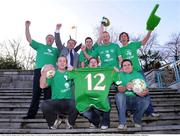 24 January 2009; Ray Houghton with 'You Boys in Green' members to promote the sale of tickets for the new singing section in Croke Park. Tickets are available from the Leinster Football Association offices in Parnell Square. Parnell Square, Dublin. Photo by Sportsfile