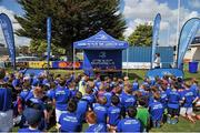 18 August 2015; Leinster rugby players Jamie Hagan and Tom Denton visited the Bank of Ireland Summer Camp in Clontarf FC for a Q&A session, autograph signings, and a few games on the pitch. Clontarf FC, Castle Avenue, Dublin. Picture credit: Sam Barnes / SPORTSFILE
