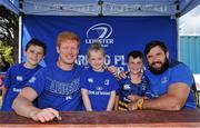 18 August 2015; Leinster rugby players Jamie Hagan and Tom Denton visited the Bank of Ireland Summer Camp in Clontarf FC for a Q&A session, autograph signings, and a few games on the pitch. Clontarf FC, Castle Avenue, Dublin. Picture credit: Sam Barnes / SPORTSFILE