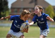 18 August 2015; Leinster rugby players Jamie Hagan and Tom Denton visited the Bank of Ireland Summer Camp in Clontarf FC for a Q&A session, autograph signings, and a few games on the pitch. Clontarf FC, Castle Avenue, Dublin. Picture credit: Sam Barnes / SPORTSFILE