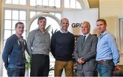 19 August 2015; In attendance at the announcement of the GPA’s Former Players Event which takes place in Croke Park on Saturday, September 19th, at 2.30pm are former players, from left to right, Tyrone footballer Brian McGuigan, Sligo footballer Dara McGarty, Kildare footballer Dermot Earley, Dublin footballer Tony Hanahoe and Kilkenny hurler Eddie Brennan. Dublin City Centre. Picture credit: Ramsey Cardy / SPORTSFILE