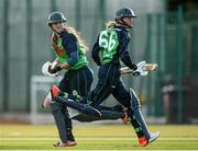 19 August 2015; Shauna Kavanagh, left, and Gaby Lewis, Ireland, score some runs against Australia. Women's Twenty20 International, Ireland v Australia. YMCA CC, Sandymount, Dublin. Picture credit: Sam Barnes / SPORTSFILE