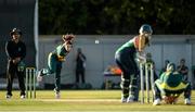 19 August 2015; Megan Schutt, Australia, bowls to Kim Garth, Ireland. Women's Twenty20 International, Ireland v Australia. YMCA CC, Sandymount, Dublin. Picture credit: Sam Barnes / SPORTSFILE