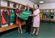 20 August 2015; In attendance at the launch of the EirGrid International Rules 2015 Series are, Uachtarán Chumann Lúthchleas Gael Aogán Ó Fearghail, centre, with Sinead Lambe, Marketing Manager DMG Media, left, and Rosemary Steen, External Affairs Director with Eirgrid. Launch of the EirGrid International Rules 2015 Series, Croke Park, Dublin. Picture credit: Matt Browne / SPORTSFILE