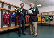 20 August 2015; In attendance at the launch of the EirGrid International Rules 2015 Series are Jeffrey Lynskey, left, Shinty / International Hurling Team Manager, and Joe Kernan, International Rules Team Manager. Launch of the EirGrid International Rules 2015 Series, Croke Park, Dublin. Picture credit: Matt Browne / SPORTSFILE