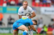 21 August 2015; Darragh Fanning, Leinster, is tackled by Craig Gilroy, Ulster. Pre-Season Friendly, Ulster v Leinster, Kingspan Stadium, Ravenhill Park, Belfast. Picture credit: Ramsey Cardy / SPORTSFILE