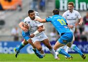21 August 2015; Ben Te'o, Leinster, is tackled by Luke Marshall, left, and Darren Cave. Pre-Season Friendly, Ulster v Leinster, Kingspan Stadium, Ravenhill Park, Belfast. Picture credit: Ramsey Cardy / SPORTSFILE