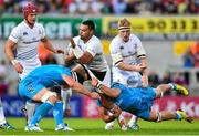 21 August 2015; Ben Te'o, Leinster, is tackled by Robbie Diack, left, and Darren Cave, Ulster. Pre-Season Friendly, Ulster v Leinster, Kingspan Stadium, Ravenhill Park, Belfast. Picture credit: Ramsey Cardy / SPORTSFILE