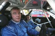 1 February 2009; Ireland's Eamonn Boland and Damien Morrissey, driving a Subaru Impreza WRC, in the service park at the Institute of Technology, Sligo. Rally Ireland 2009. Picture credit: Philip Fitzpatrick / SPORTSFILE