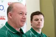 3 February 2009; Ireland's Declan Kidney, left, and Brian O'Driscoll during a press conference ahead of their RBS Six Nations Championship game against France on Saturday.The Strand Hotel, Limerick.  Picture credit: Kieran Clancy / SPORTSFILE