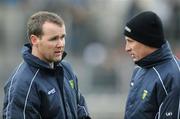 1 February 2009; Donegal selector Tony Boyle, left, in conversation with manager John Joe Doherty. Allianz National Football League, Division 1, Round 1, Kerry v Donegal, Austin Stack Park, Tralee, Co. Kerry. Picture credit: Brendan Moran / SPORTSFILE