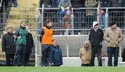 1 February 2009; Kerry manager Jack O'Connor, 2nd from left, and players Micheal Quirke, right and Kieran Donaghy, 2nd from right, stand for the national anthem before the game. Allianz National Football League, Division 1, Round 1, Kerry v Donegal, Austin Stack Park, Tralee, Co. Kerry. Picture credit: Brendan Moran / SPORTSFILE