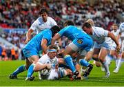 21 August 2015; Leinster's Dan Leavy scores his side's third try of the game. Pre-Season Friendly, Ulster v Leinster, Kingspan Stadium, Ravenhill Park, Belfast. Picture credit: Ramsey Cardy / SPORTSFILE