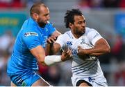 21 August 2015; Isa Nacewa, Leinster, is tackled by Dan Tuohy, Ulster. Pre-Season Friendly, Ulster v Leinster, Kingspan Stadium, Ravenhill Park, Belfast. Picture credit: Ramsey Cardy / SPORTSFILE