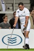 21 August 2015; Leinster's Ed Byrne after picking up an injury. Pre-Season Friendly, Ulster v Leinster, Kingspan Stadium, Ravenhill Park, Belfast. Picture credit: Ramsey Cardy / SPORTSFILE