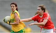 22 August 2015; Aoife McDonnell, Donegal, in action against Clodagh McCambridge, Armagh. TG4 Ladies Football All-Ireland Senior Championship, Quarter-Final, Donegal v Armagh. St Tiernach's Park, Clones, Co. Monaghan. Picture credit: Piaras Ó Mídheach / SPORTSFILE