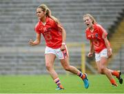 22 August 2015; Aoife Lennon, Armagh, celebrates scoring her sides first goal, with team-mate Kelly Mallon, right. TG4 Ladies Football All-Ireland Senior Championship, Quarter-Final, Donegal v Armagh. St Tiernach's Park, Clones, Co. Monaghan. Picture credit: Piaras Ó Mídheach / SPORTSFILE