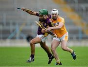 22 August 2015; Conor Devitt, Wexford, in action against Michael Dudley, Antrim. Bord Gáis Energy GAA Hurling All Ireland U21 Championship, Semi-Final, Wexford v Antrim. Semple Stadium, Thurles, Co. Tipperary. Picture credit: Dáire Brennan / SPORTSFILE