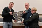 22 August 2015; Kerry legend Tomás Ó Sé with Donal and Josie McFeely, from Foreglen, Co. Derry, at the Bord Gáis Energy Legends Tour at Croke Park, where he relived some of most memorable moments from his playing career. All Bord Gáis Energy Legends Tours include a trip to the GAA Museum, which is home to many exclusive exhibits, including the official GAA Hall of Fame. For booking and ticket information about the GAA legends for this summer visit www.crokepark.ie/gaa-museum. Croke Park, Dublin. Picture credit: Brendan Moran / SPORTSFILE