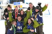 12 February 2009; Winners all... TEAM Ireland athletes, sponsored by eircom, celebrate with various medals and ribbons after the Giant Slalom Events at the Boise-Bogus Basin Mountain Recreation Area. Back row, left to right, Rebecca McGonagle, Ben Purcell, Katherine Daly and Cathal Murphy, and Clara Keoghan, front row, left to right, Charlie O'Reilly, Ryan Hill and Lorraine Whelan. 2009 Special Olympics World Winter Games, Boise, Idaho, USA. Picture credit: Ray McManus / SPORTSFILE
