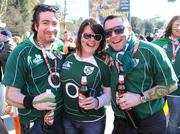 15 February 2009; Irish rugby supporters Kevin Mallon, Deirdre O'Sullivan and Mark O'Reilly, from Dublin, before the game. RBS Six Nations Championship, Italy v Ireland, Stadio Flaminio, Rome, Italy. Picture credit: Matt Browne / SPORTSFILE