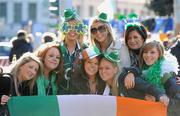 15 February 2009; Irish rugby fans, from left, Karen McArdle, Katie MacCarthy, Julie Tynan, Kate Pierse, Justine Byrne, Annita McGettidan, Isabella O'Keeffe and Catherine Forsyth before the game. RBS Six Nations Championship, Italy v Ireland, Stadio Flaminio, Rome, Italy. Picture credit: Matt Browne / SPORTSFILE