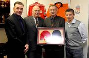 12 February 2009; St Kevin's Boys Club, the famous northside nursery, announced the signing of an Academy partnership with Premiership high flyers Liverpool F.C. Pictured at the announcment are Stuart Gelling, Liverpool Academy, right, and former Liverpool and Republic of Ireland international John Aldridge with St Kevins Boys Club Chairman Micheal O'Callaghan and Secretary Brendan Bermingham. St Kevins Boys Club, Larkhill Road, Whitehall, Dublin. Picture credit: Stephen McCarthy / SPORTSFILE