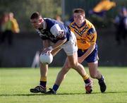 14 October 2000; Darren Magee of Kilmacud Crokes in action against Dessie Farrell of Na Fianna during the Evening Herald Dublin Senior Football Championship Final match between Na Fianna and Kilmacud Crokes at Parnell Park in Dublin. Photo by Brendan Moran/Sportsfile