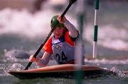 16 September 2000; Eadaoin Ní Challarain of Ireland during the Women's K1 Slalom qualification at Penrith Whitewater Stadium in Cranebrook, Sydney, Australia. Photo by Brendan Moran/Sportsfile